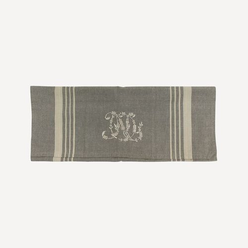 Monogram Tea Towel Grey with Natural Stripe