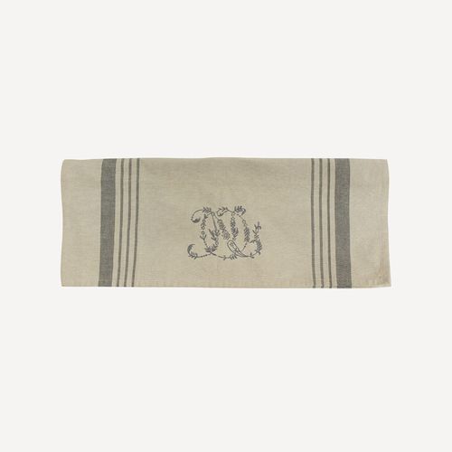 Monogram Tea Towel Natural with Grey Stripe