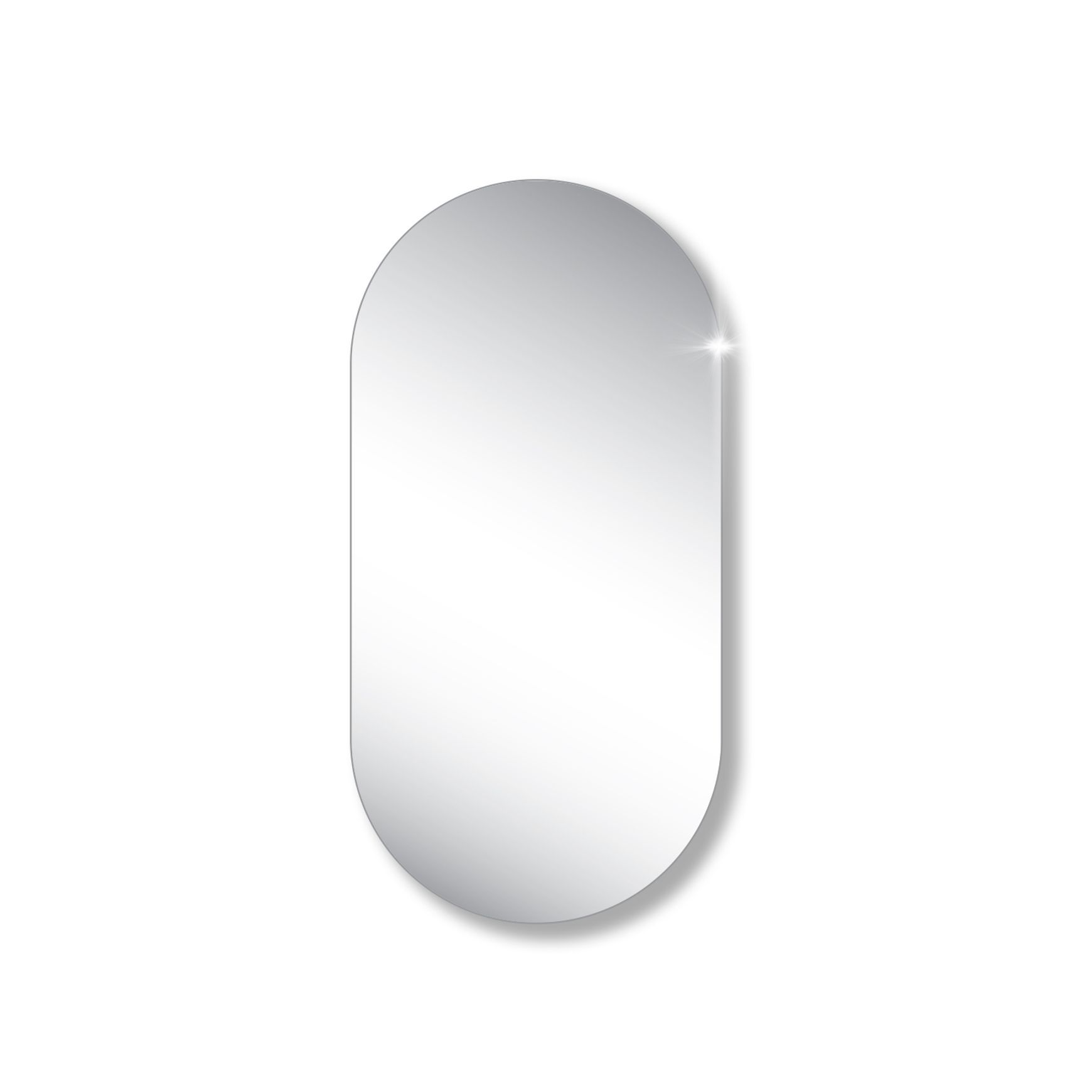 Polished Edge Obround Mirror with Hidden Fittings