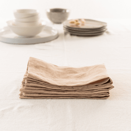 100% French Flax Linen Napkin- Set 4-Latte