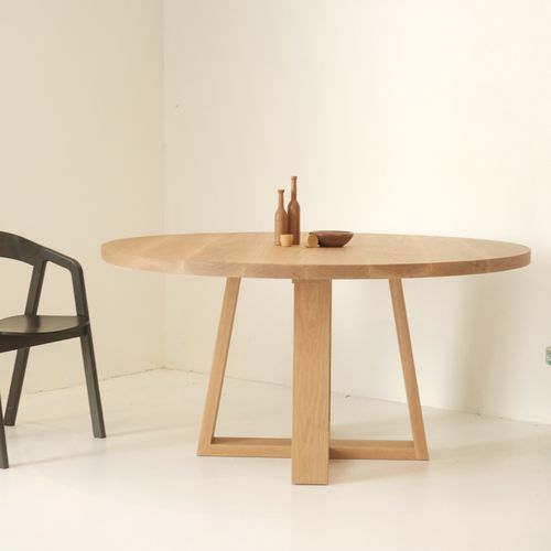 Cross Base Table In Solid Oak