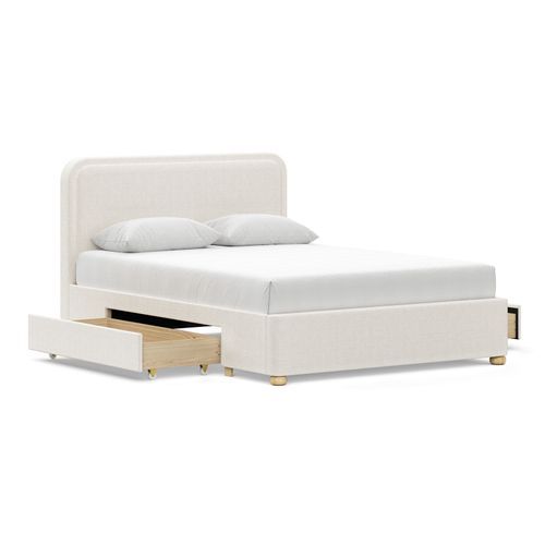 Lanore Queen 2 Drawer Storage Bed Frame | Canvas Ivory