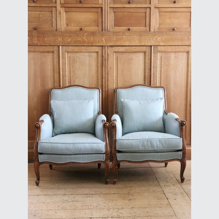 Pair Of Antique French Cabriole Armchairs