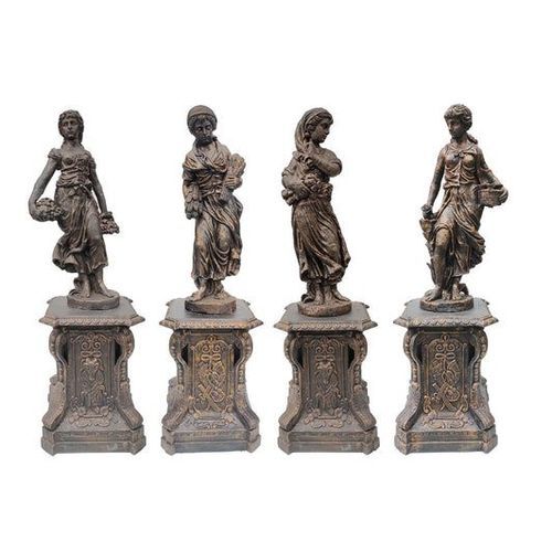 Set of 4 Cast Iron Statues