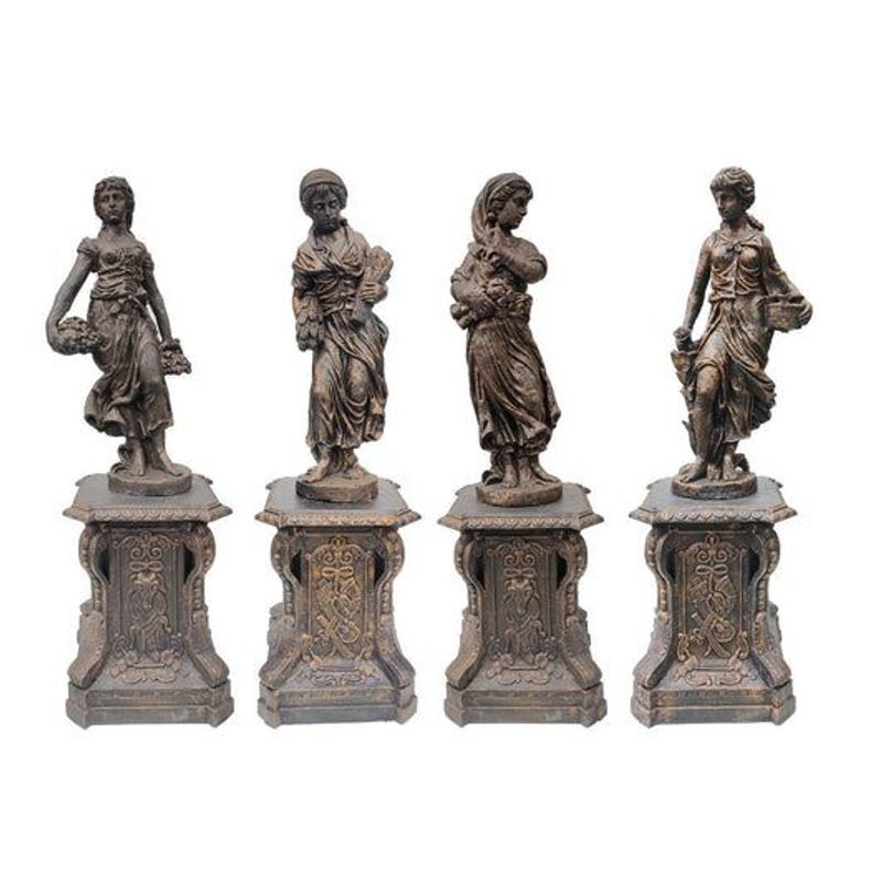 Set of 4 Cast Iron Statues