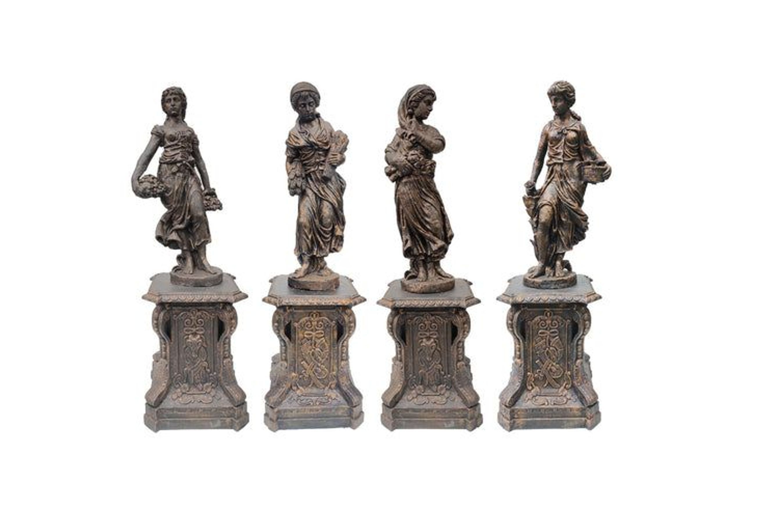 Set of 4 Cast Iron Statues