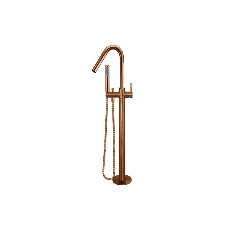 Meir Round Freestanding Bath Spout and Hand Shower Lustre Bronze