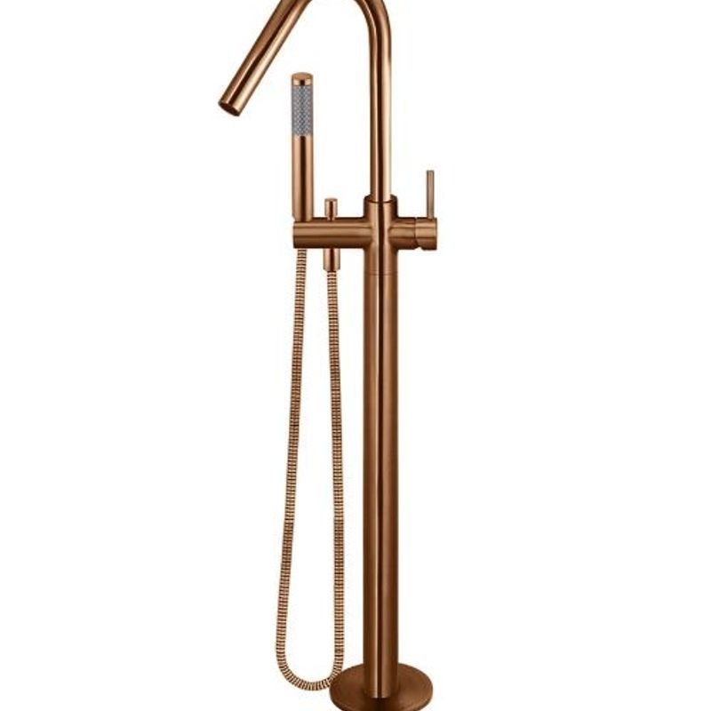 Meir Round Freestanding Bath Spout and Hand Shower Lustre Bronze