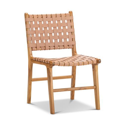 Casey Woven Leather Dining Chair | Set of 2 | Nude Tan