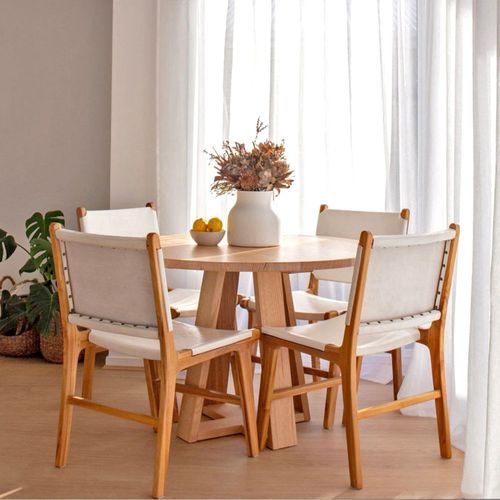 Casey Flat Leather Dining Chair | Set of 2 | White