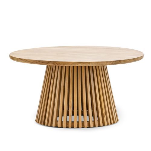 Pedie 80cm Round Slat Coffee Table | Natural Teak