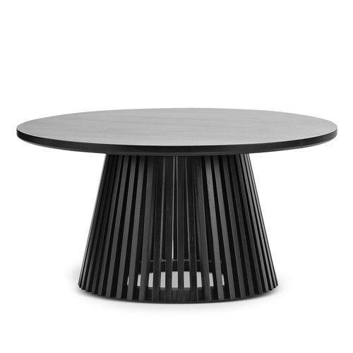 Pedie 80cm Round Slat Coffee Table | Black Teak