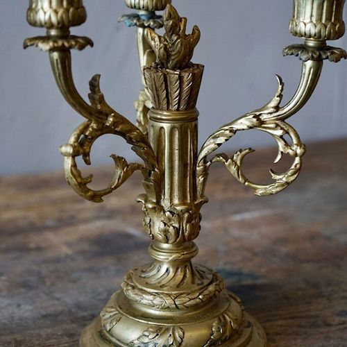 French Louis XVI Brass Candlesticks (Pair)