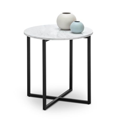 Ellie Marble Round Side Table | White & Black