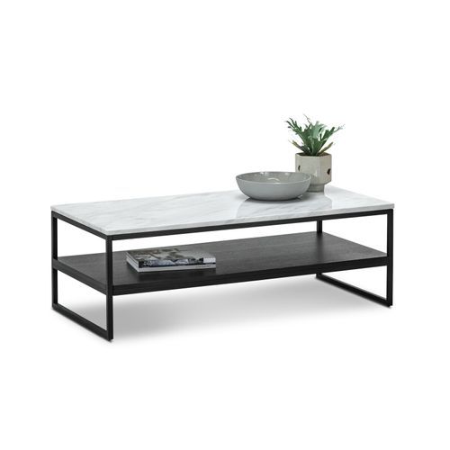 Ebonie White Marble Rectangular Coffee Table | Black
