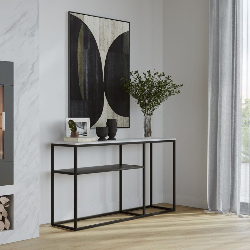 Ebonie 130cm White Marble Console Table | Black