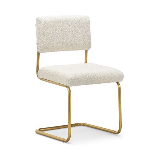 Myah Cantilever Dining Chair | Cream Bouclé & Gold
