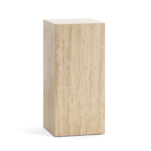 Cubie Plinth Medium | Cream Travertine