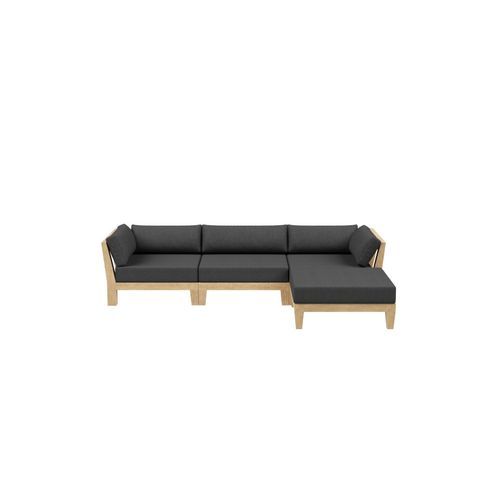 Newport Teak Outdoor Sofa With Ottoman- 4 Seat