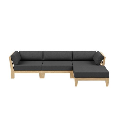 Newport Teak Outdoor Sofa With Ottoman- 4 Seat