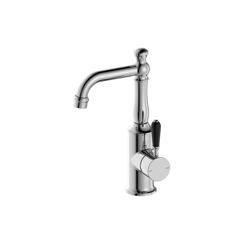 York Basin Mixer With Black Porcelain Lever Chrome