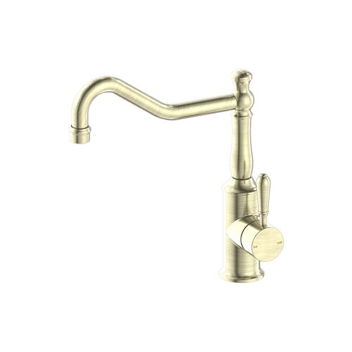 York Kitchen Mixer Hook Spout With Metal Lever Aged Brass