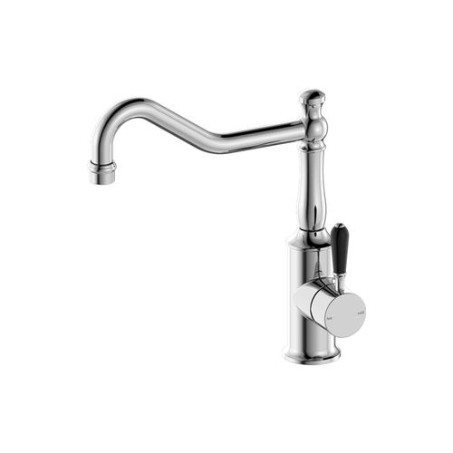 York Kitchen Mixer Hook Spout With Black Porcelain Lever Chrome