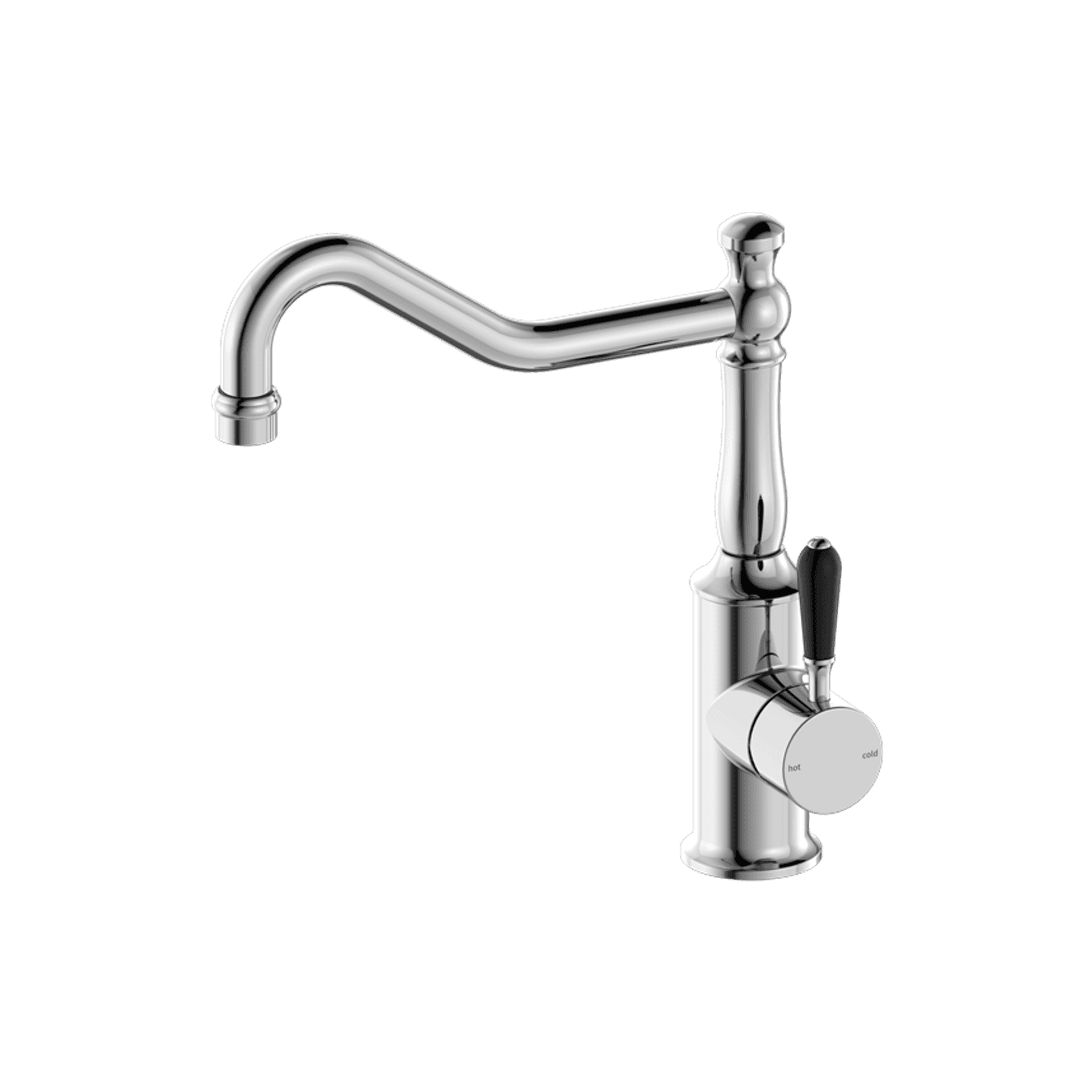 York Kitchen Mixer Hook Spout With Black Porcelain Lever Chrome