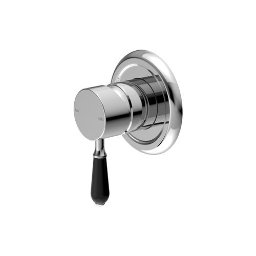 York Shower Mixer With Black Porcelain Lever Chrome