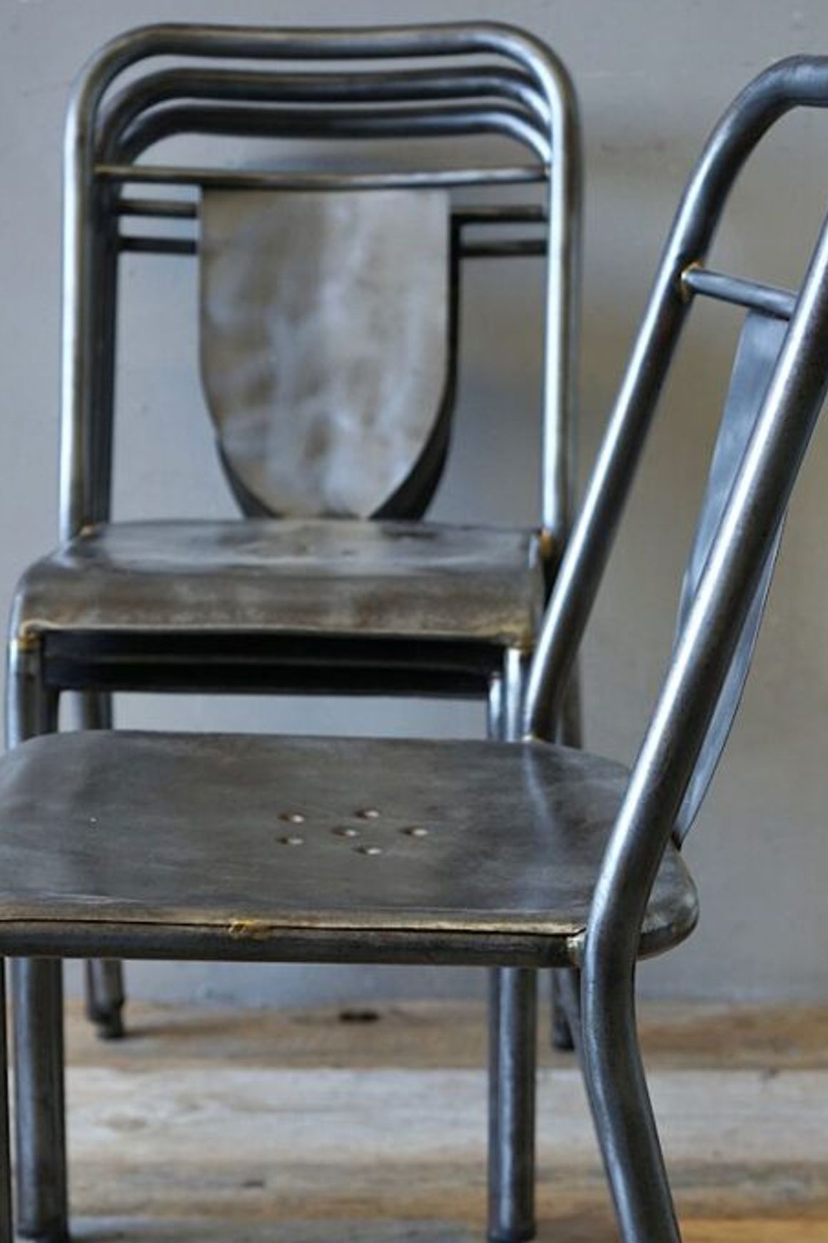 Set of 4 French Industrial Steel Chairs
