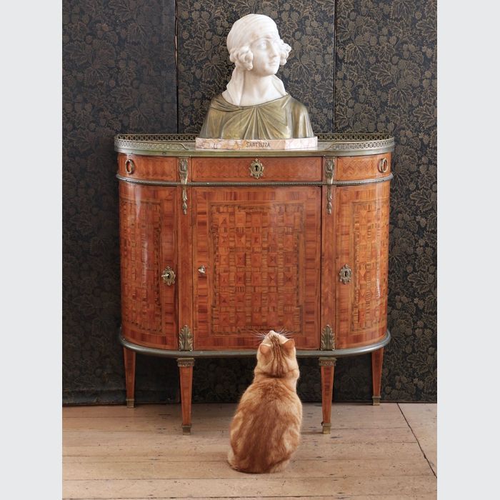 Antique French Neoclassical Demilune Cabinet