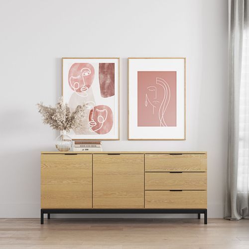Macy Oak Sideboard Buffet | Natural & Black