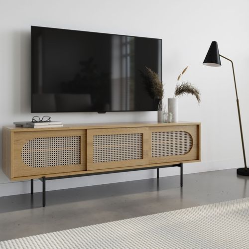 Fenton Woven Rattan TV Entertainment Unit | Natural Oak