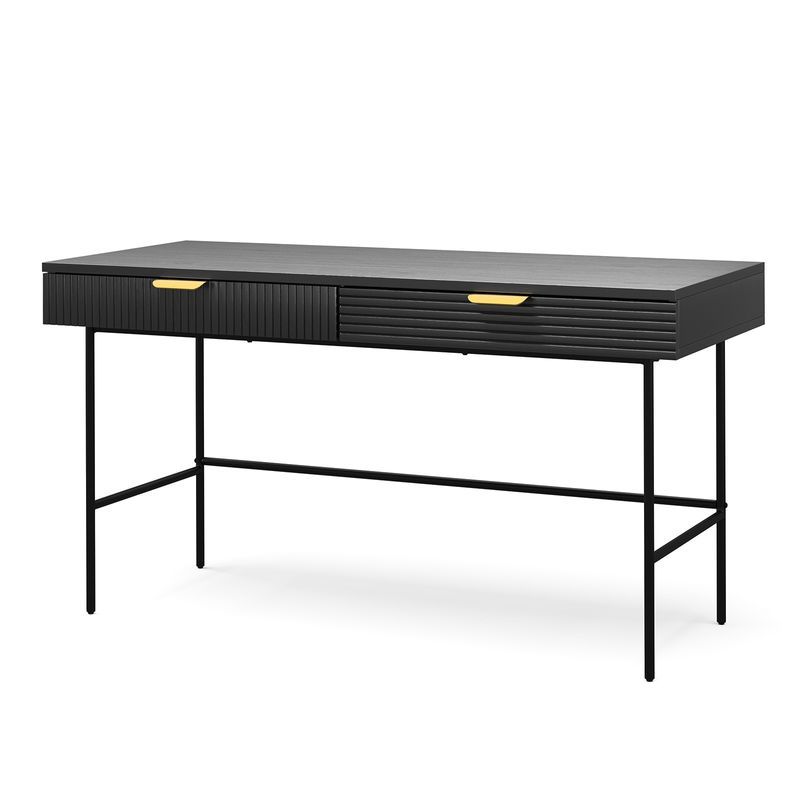 Kina Ripple Slatted Desk | 140cm | Black Oak