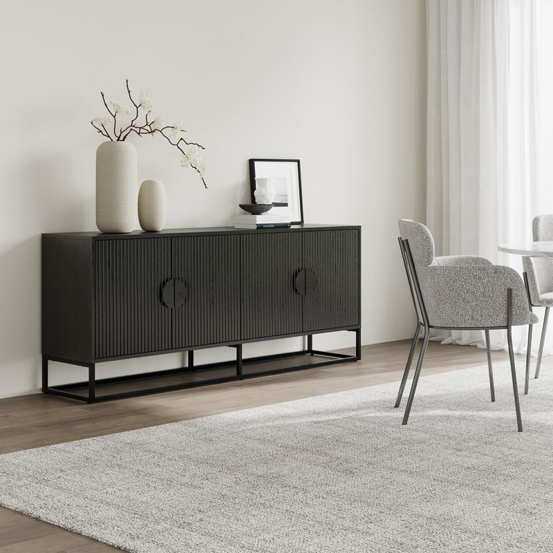 Braxton Ripple Slatted Sideboard | 180cm | Black Oak