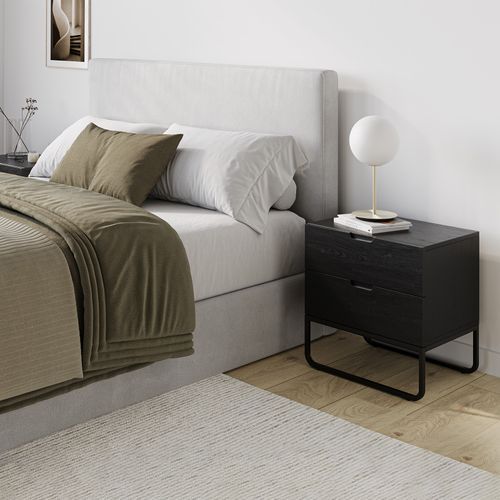 Dante 2 Drawer Bedside Table | Black Oak