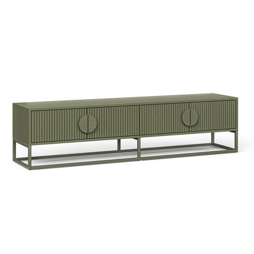 Braxton Ripple Slatted TV Entertainment Unit | 180cm | Olive Green