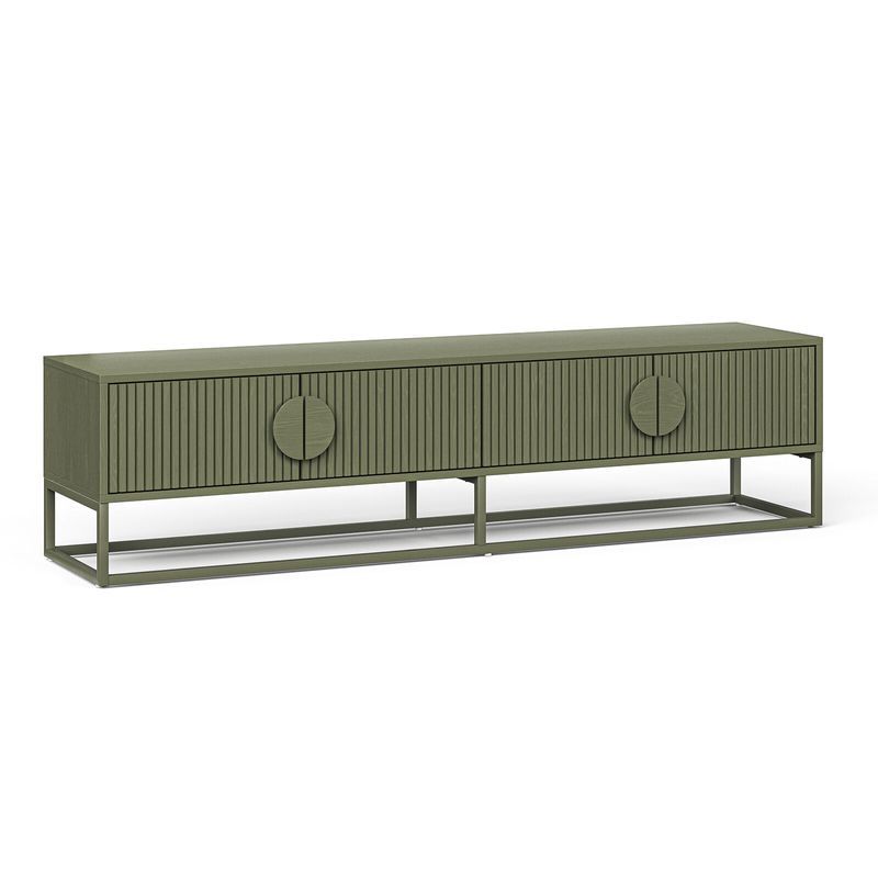 Braxton Ripple Slatted TV Entertainment Unit | 180cm | Olive Green
