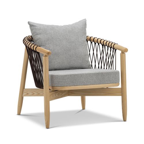 Tait Solid Ashwood Woven Rope Lounge Armchair | Natural & Grey