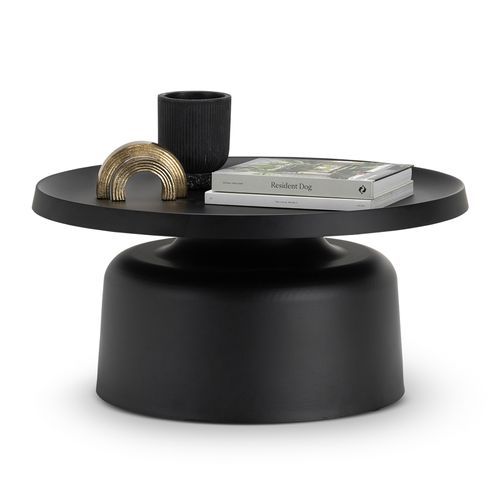 Palemo Round Pedestal Tray Coffee Table | Matte Black