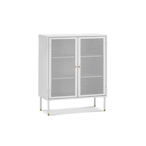 Mesh 2 Door Low Storage Cabinet | Matte White