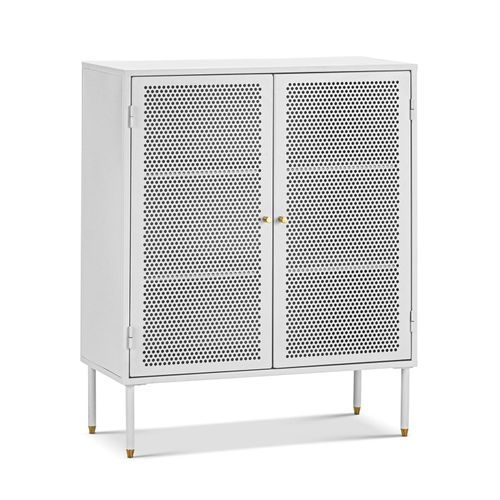 Mesh 2 Door Low Storage Cabinet | Matte White