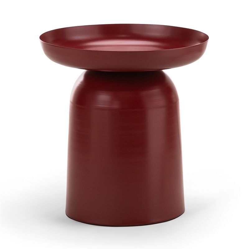 Sirkel Round Pedestal Side Table | Merlot Red