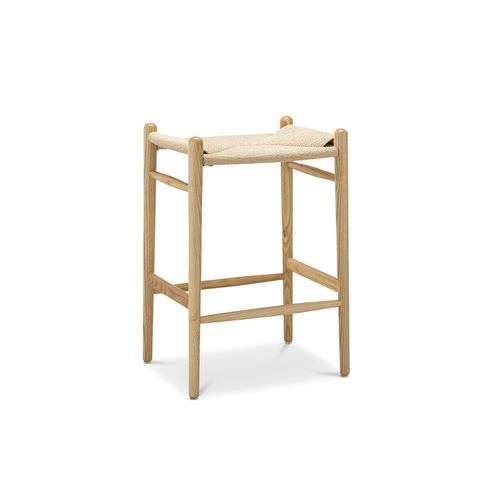 Arche Solid Ashwood Woven Cord Barstool | Natural