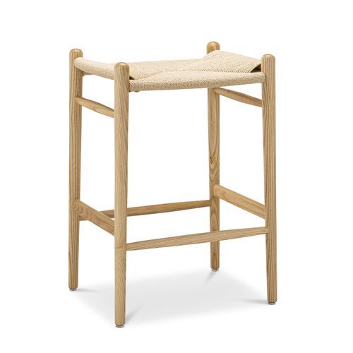 Arche Solid Ashwood Woven Cord Barstool | Natural