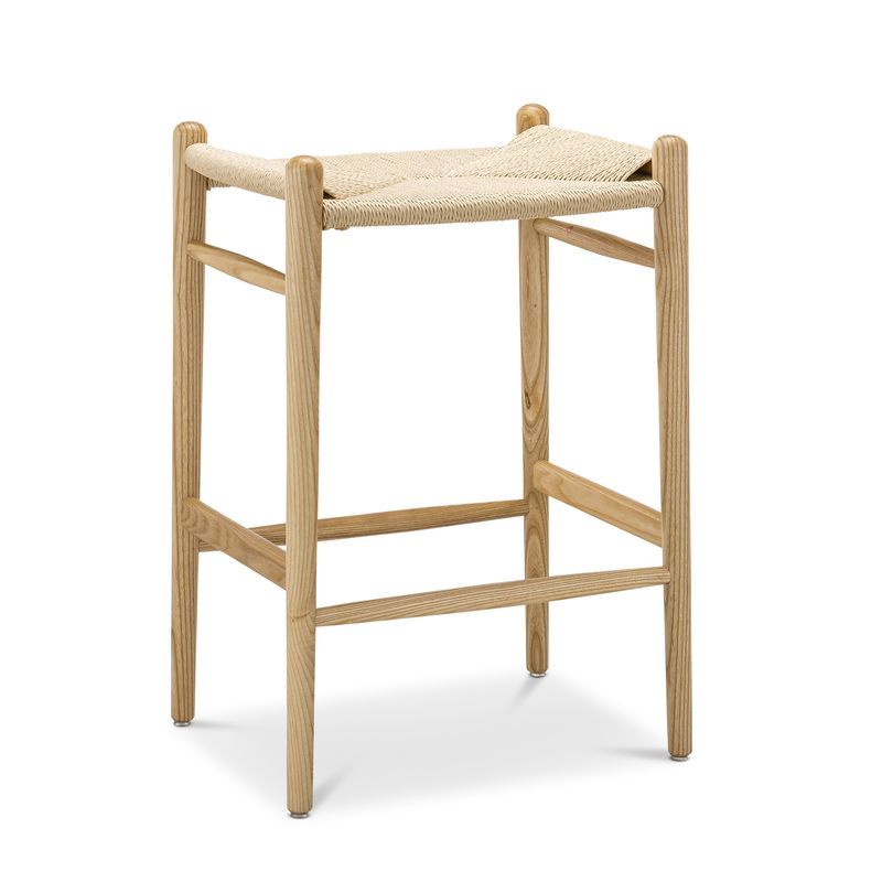 Arche Solid Ashwood Woven Cord Barstool | Natural