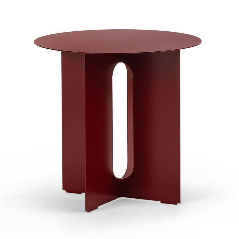 Kiyo Round Steel Side Table | Merlot Red