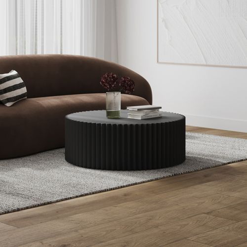 Kaei 90cm Round Fluted Coffee Table | Black