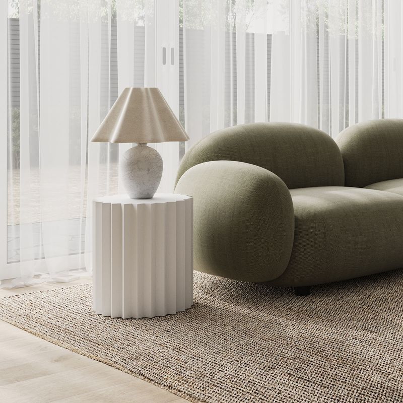 Kaei Round Fluted Side Table | White