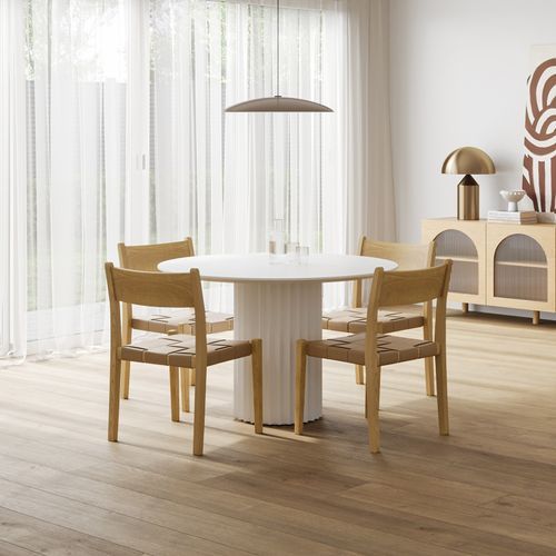 Kaei 120cm Round Fluted Pedestal Dining Table | White